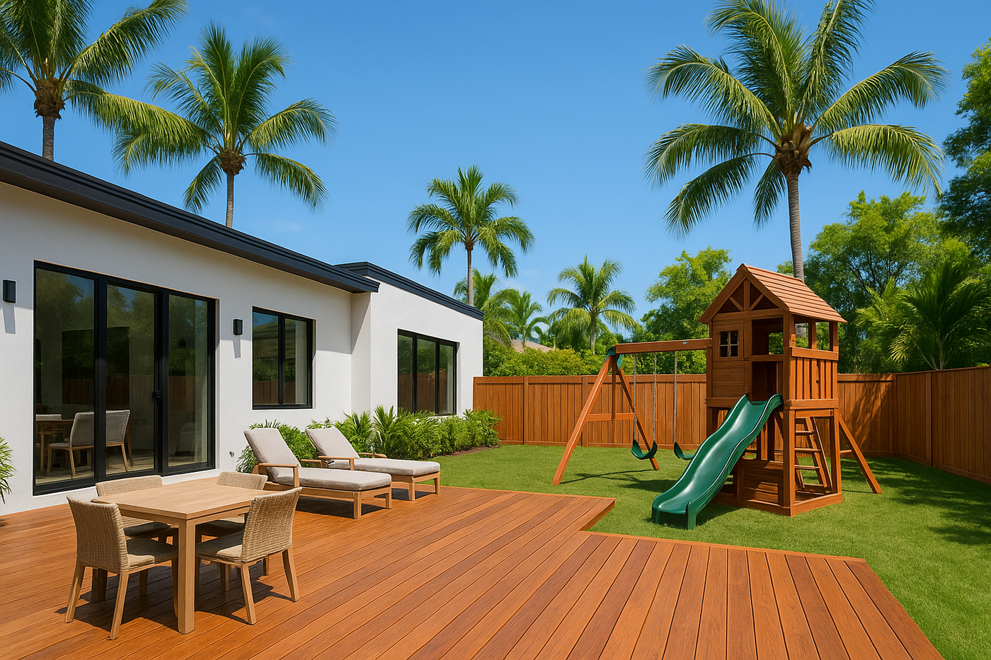 Deck, Fence, and Playground