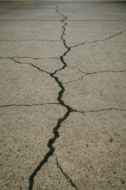 Cracked concrete slab